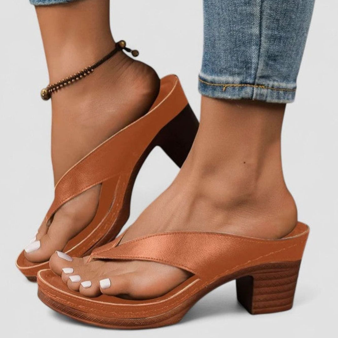 Women's Orthopedic Arch-Support Crossband Wedge Sandals - Brown