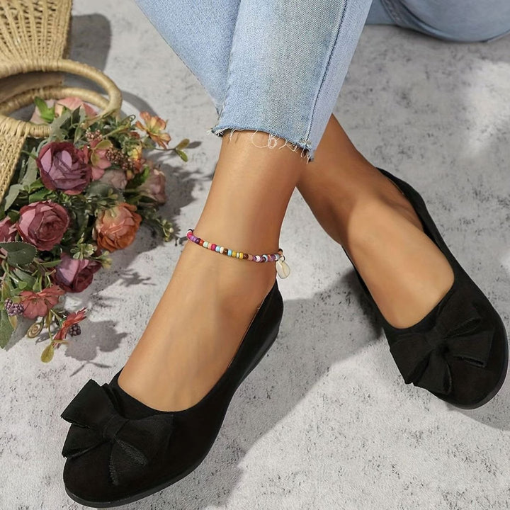 Women's Orthopedic Bow-Detail Suede Flat Shoes