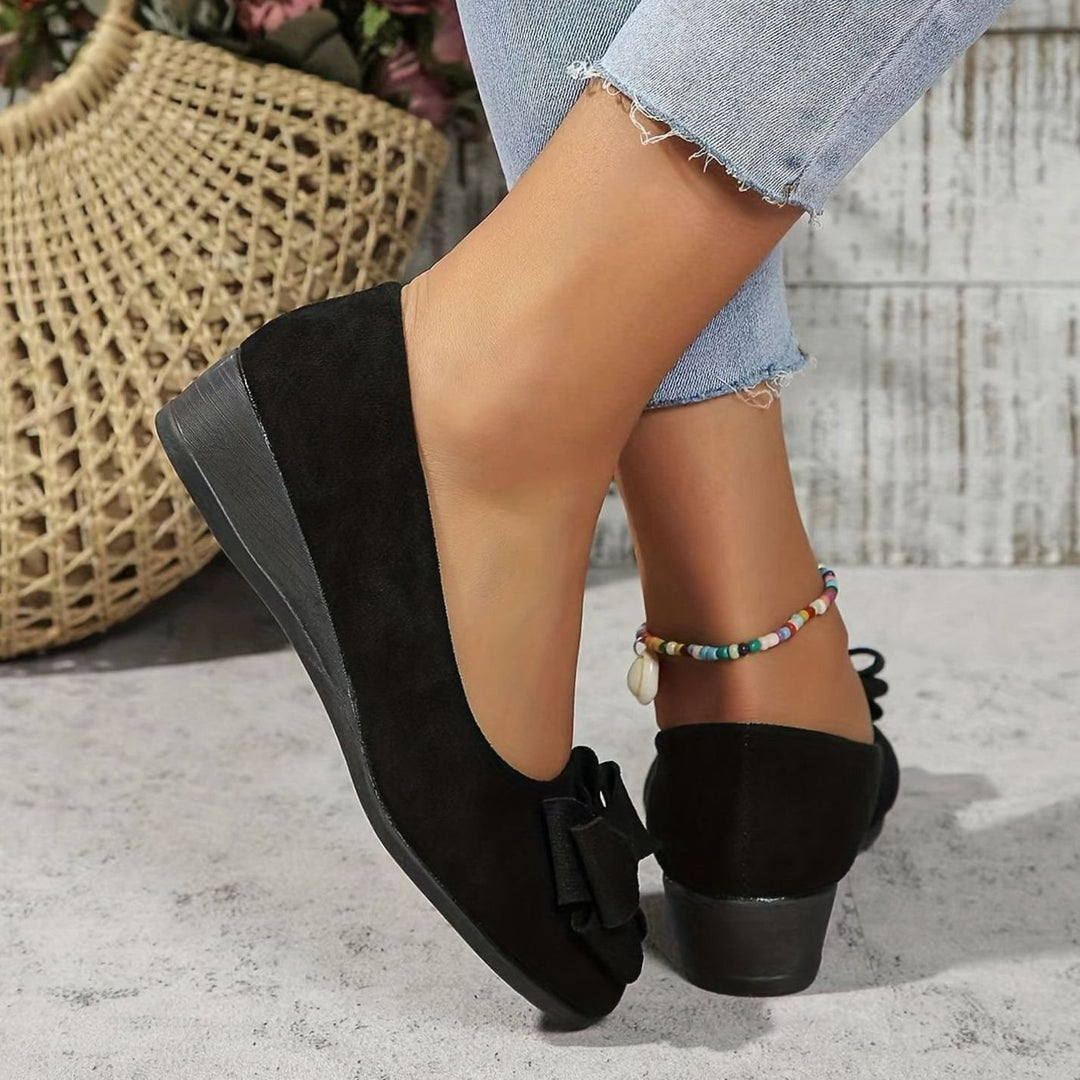 Women's Orthopedic Bow-Detail Suede Flat Shoes