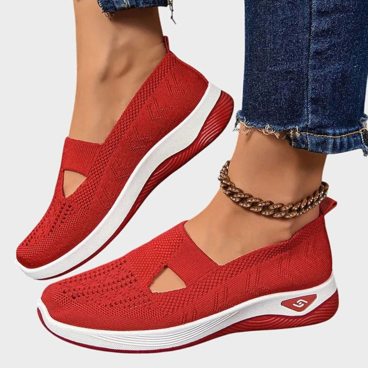 Women's Orthopedic Breathable Knit Slip-On Shoes - Red