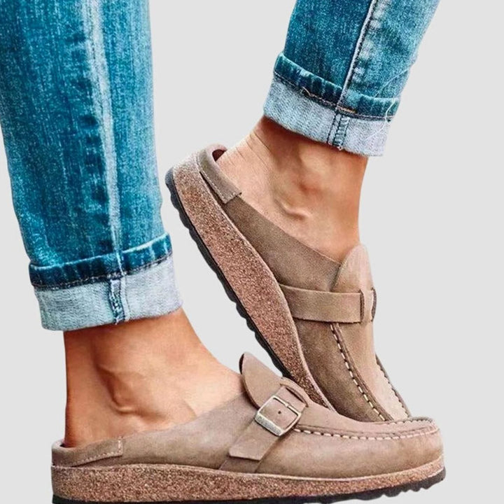 Women's Orthopedic Clogs Suede Buckle Slip-On Loafers