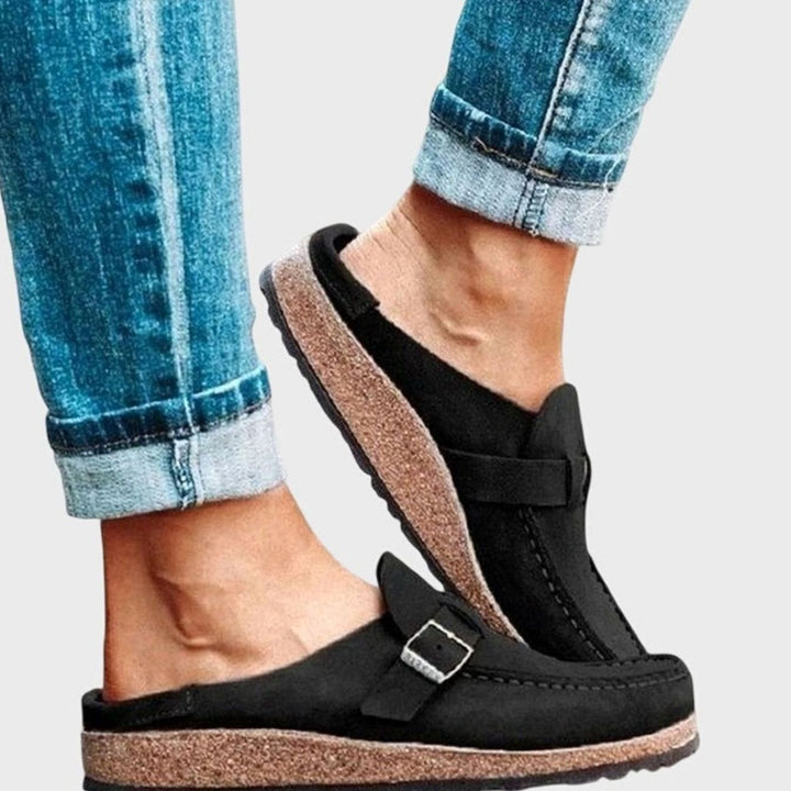 Women's Orthopedic Clogs Suede Buckle Slip-On Loafers