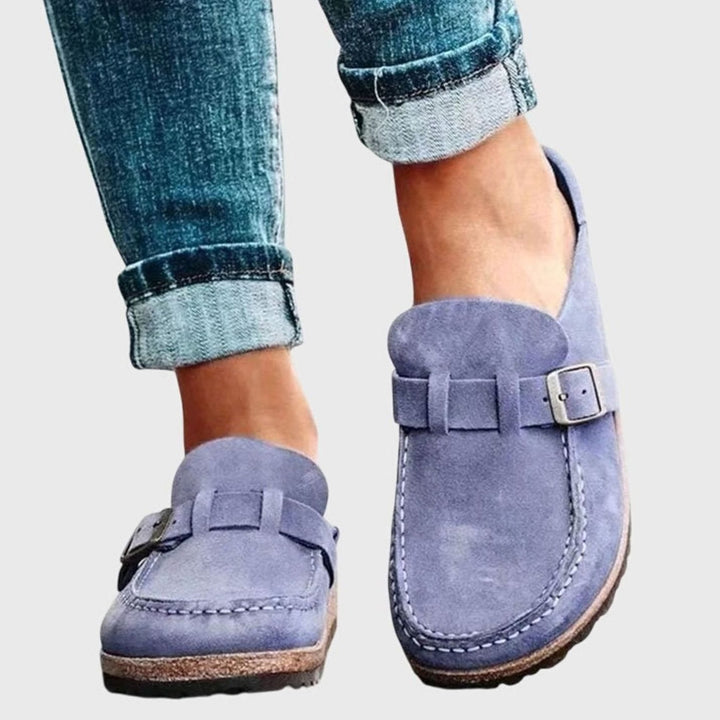 Women's Orthopedic Clogs Suede Buckle Slip-On Loafers - Purple