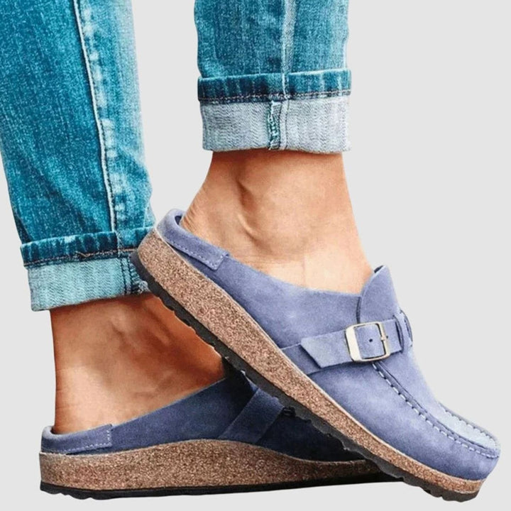 Women's Orthopedic Clogs Suede Buckle Slip-On Loafers