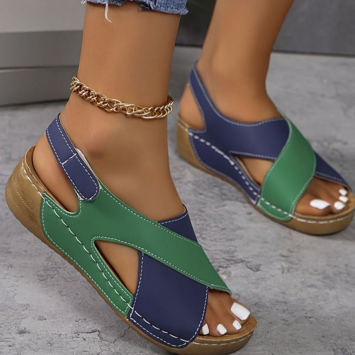 Women's Orthopedic Cross-Strap Wedge Slingback Sandals
