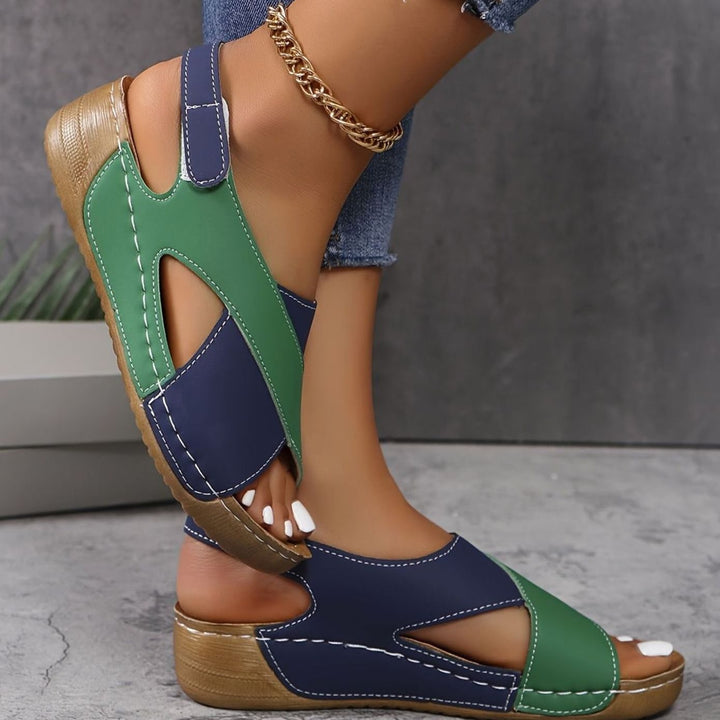 Women's Orthopedic Cross-Strap Wedge Slingback Sandals - Green