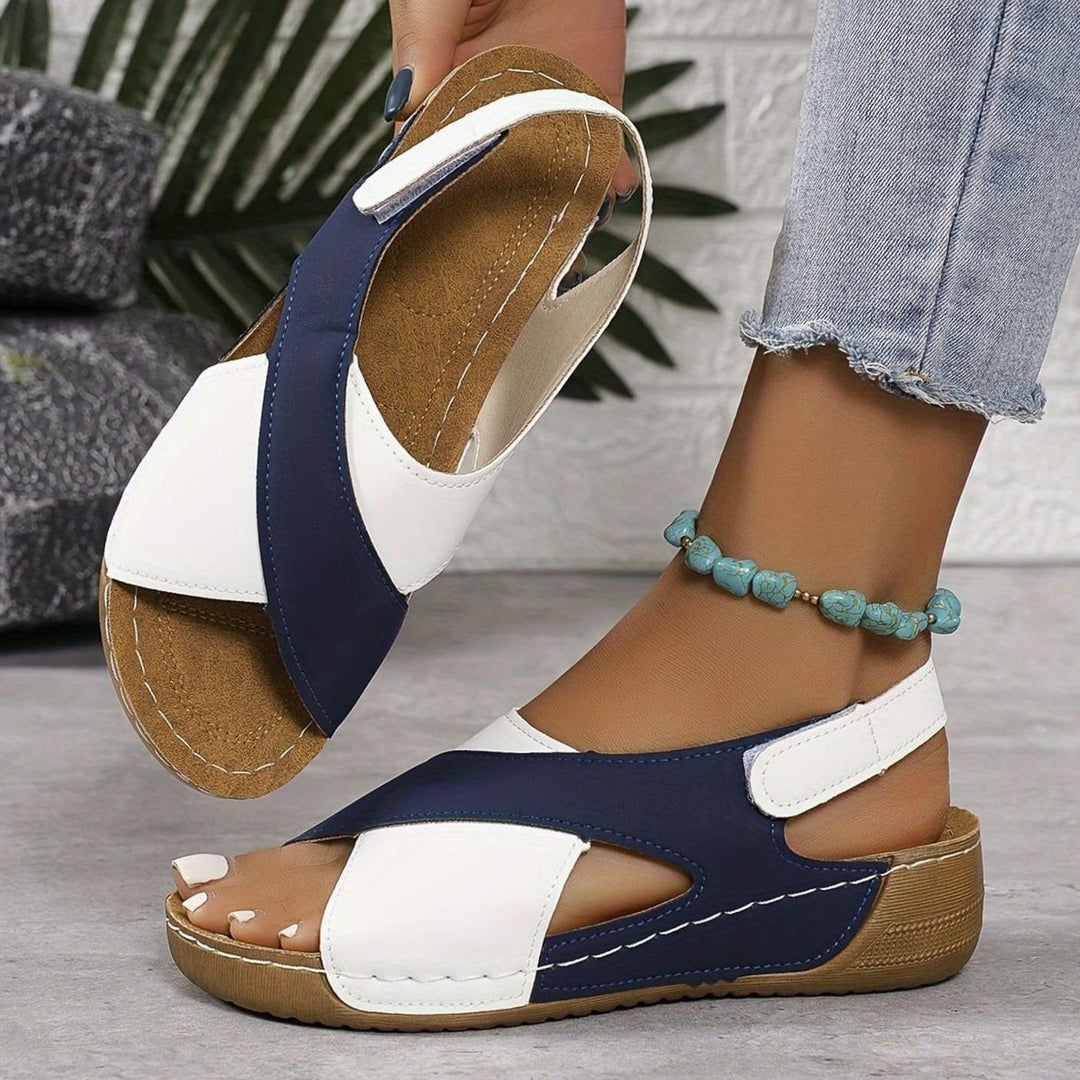 Women's Orthopedic Cross-Strap Wedge Slingback Sandals
