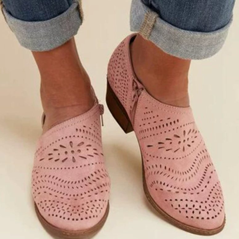 Women's Orthopedic Cutout Block-Heel Ankle Booties - Pink