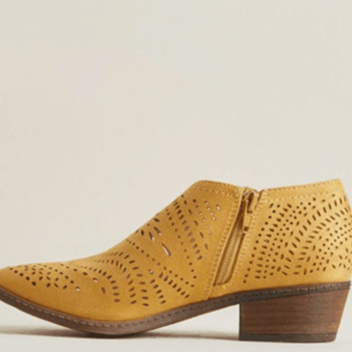 Women's Orthopedic Cutout Block-Heel Ankle Booties - Beige