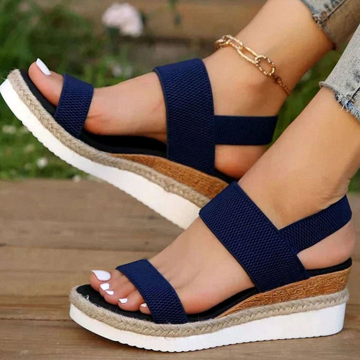 Women's Orthopedic Elastic-Strap Platform Sandals - Blue