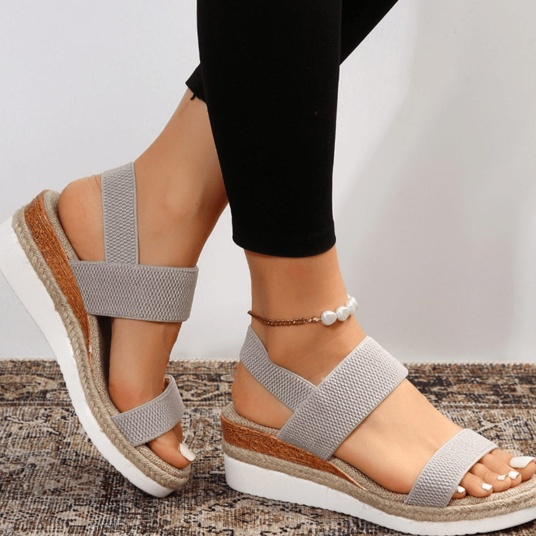 Women's Orthopedic Elastic-Strap Platform Sandals - Grey
