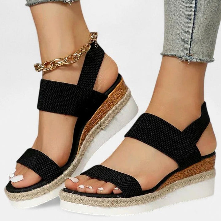 Women's Orthopedic Espadrille Wedge Slingback Sandals - Black