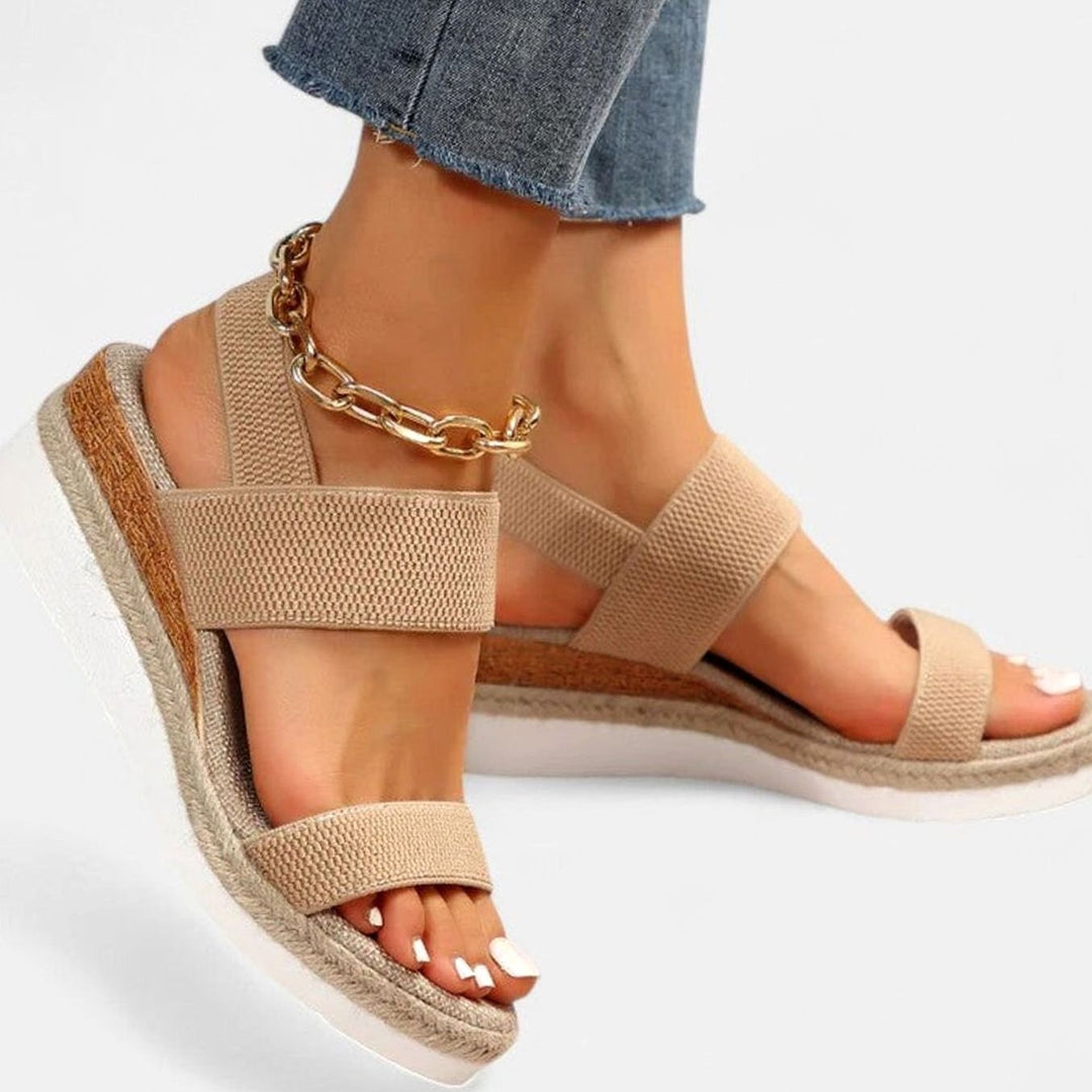 Women's Orthopedic Espadrille Wedge Slingback Sandals - Brown