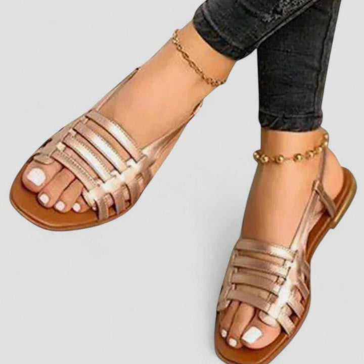 Women's Orthopedic Flat Strappy Slingback Sandals - Gold