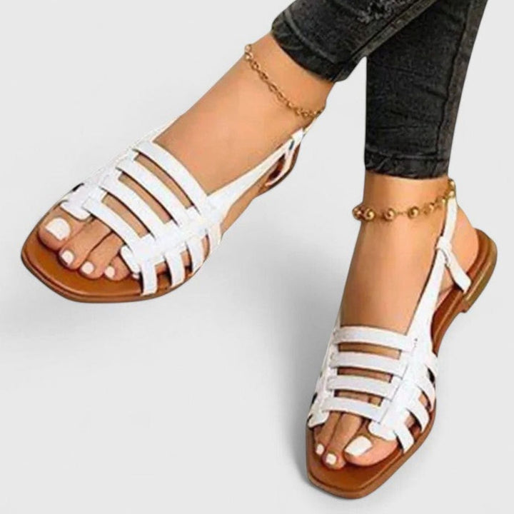 Women's Orthopedic Flat Strappy Slingback Sandals - White