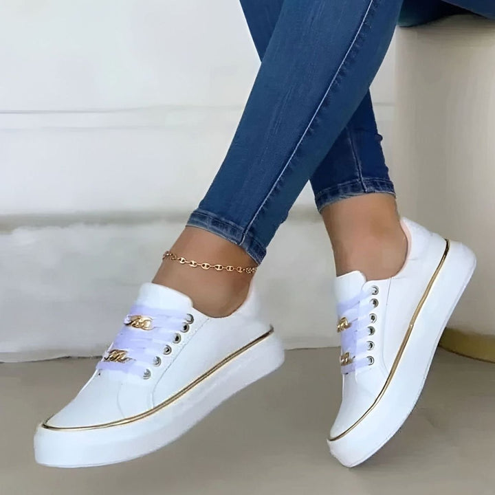 Women's Orthopedic Gold-Accent Lace-Up Platform Sneakers