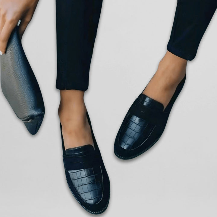 Women's Orthopedic Handmade Croco-Embossed Slip-On Loafers
