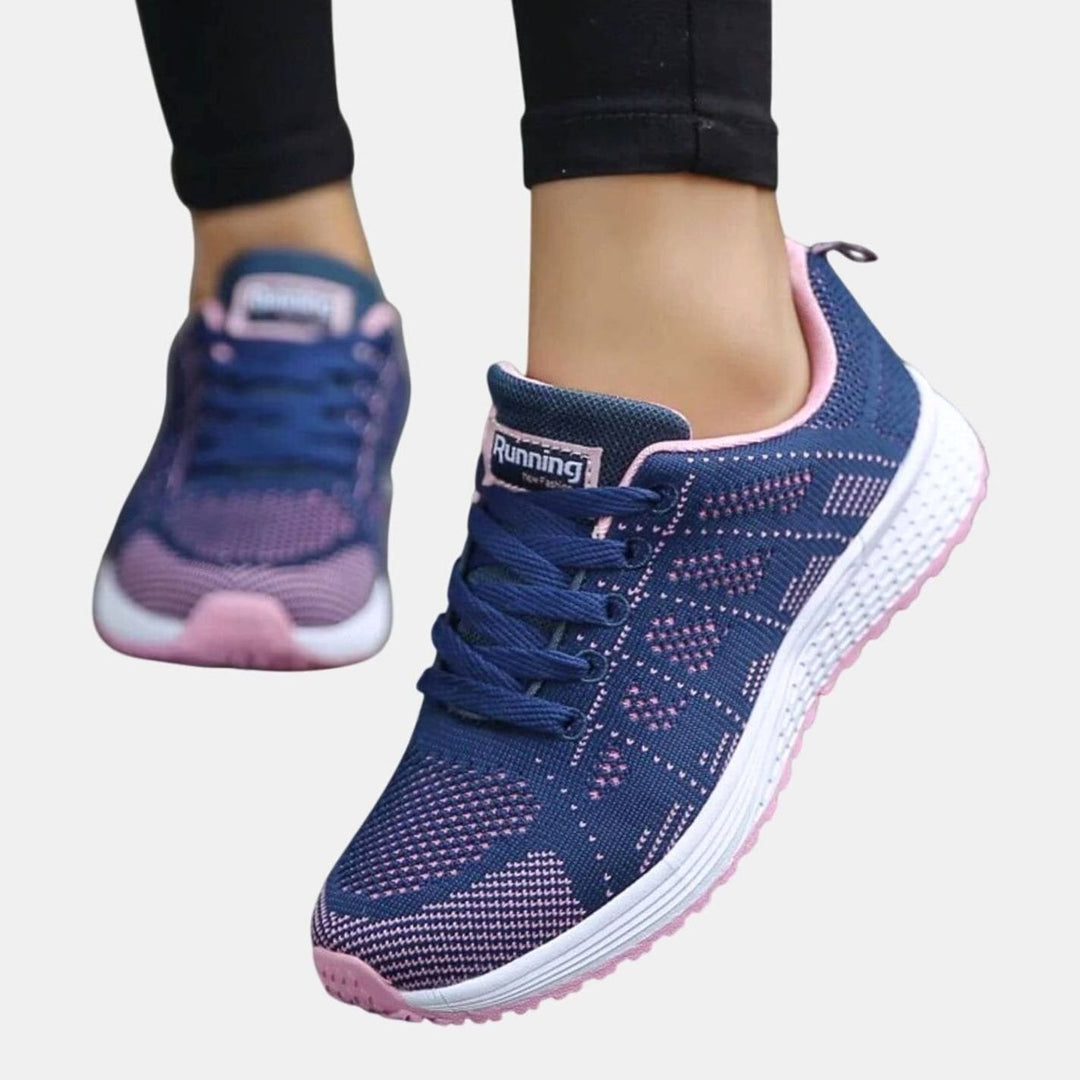 Women's Orthopedic Knit Lace-Up Cushioned Sneakers - Blue/Purple