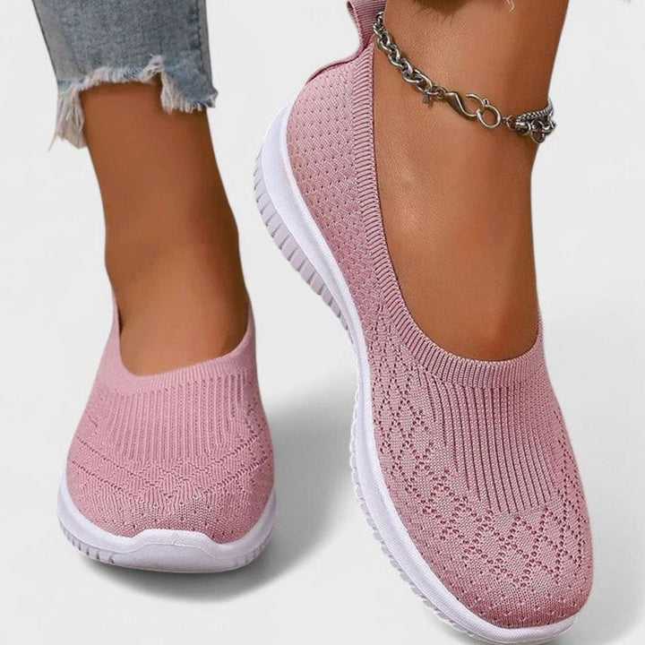 Women's Orthopedic Knit Slip-On Shoes Removable Insole Wide Fit - Pink