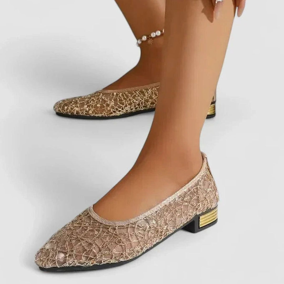 Women's Orthopedic Lace Flats Square-Toe Low-Heel Slip-On Shoes