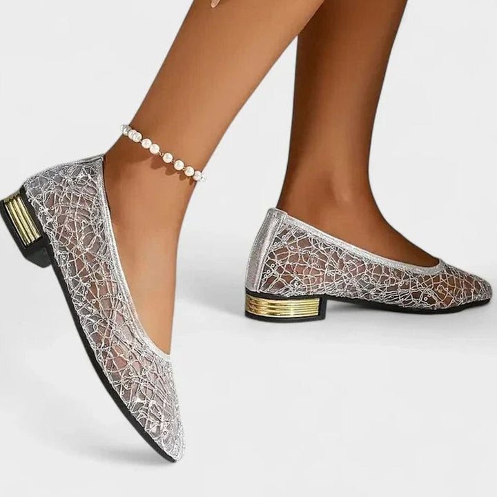 Women's Orthopedic Lace Flats Square-Toe Low-Heel Slip-On Shoes