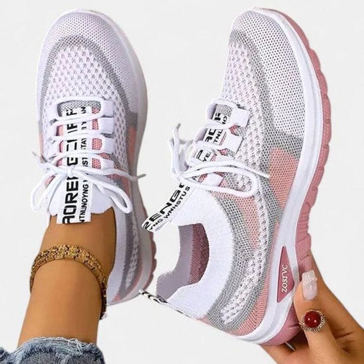 Women's Orthopedic Lace-Up Breathable Mesh Sneakers - Pink
