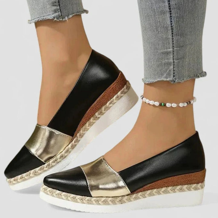 Women's Orthopedic Loafers Metallic Espadrille Platform Slip-On Flats