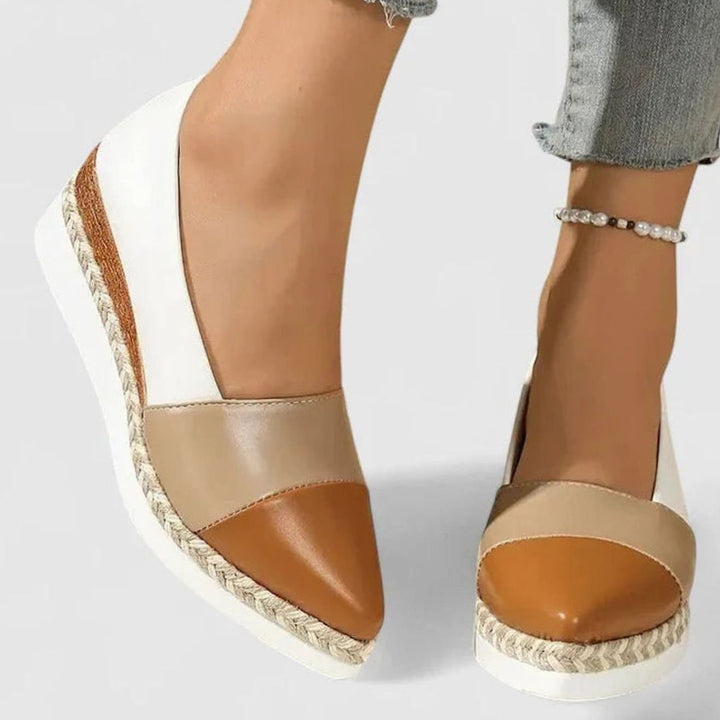 Women's Orthopedic Loafers Metallic Espadrille Platform Slip-On Flats - Cream