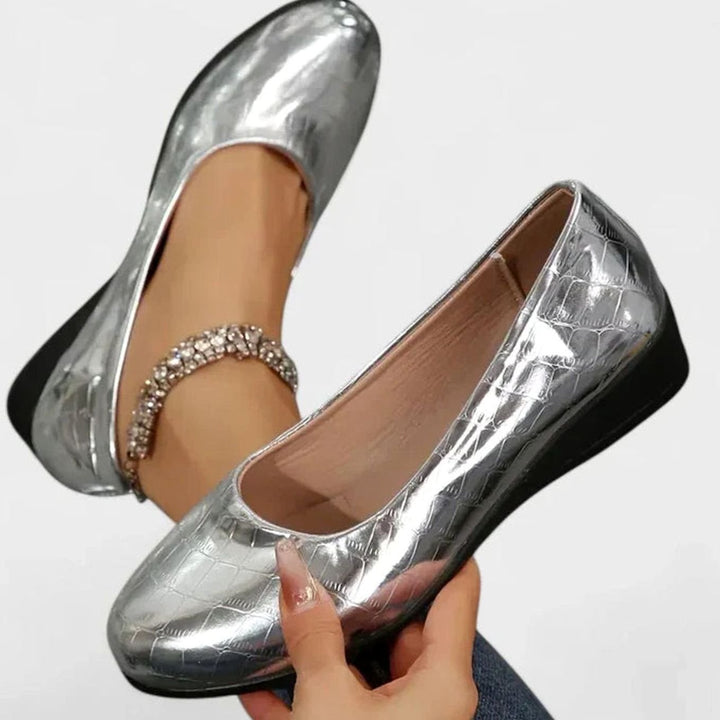 Women's Orthopedic Memory-Foam Wedge Slip-On Loafers - Silver
