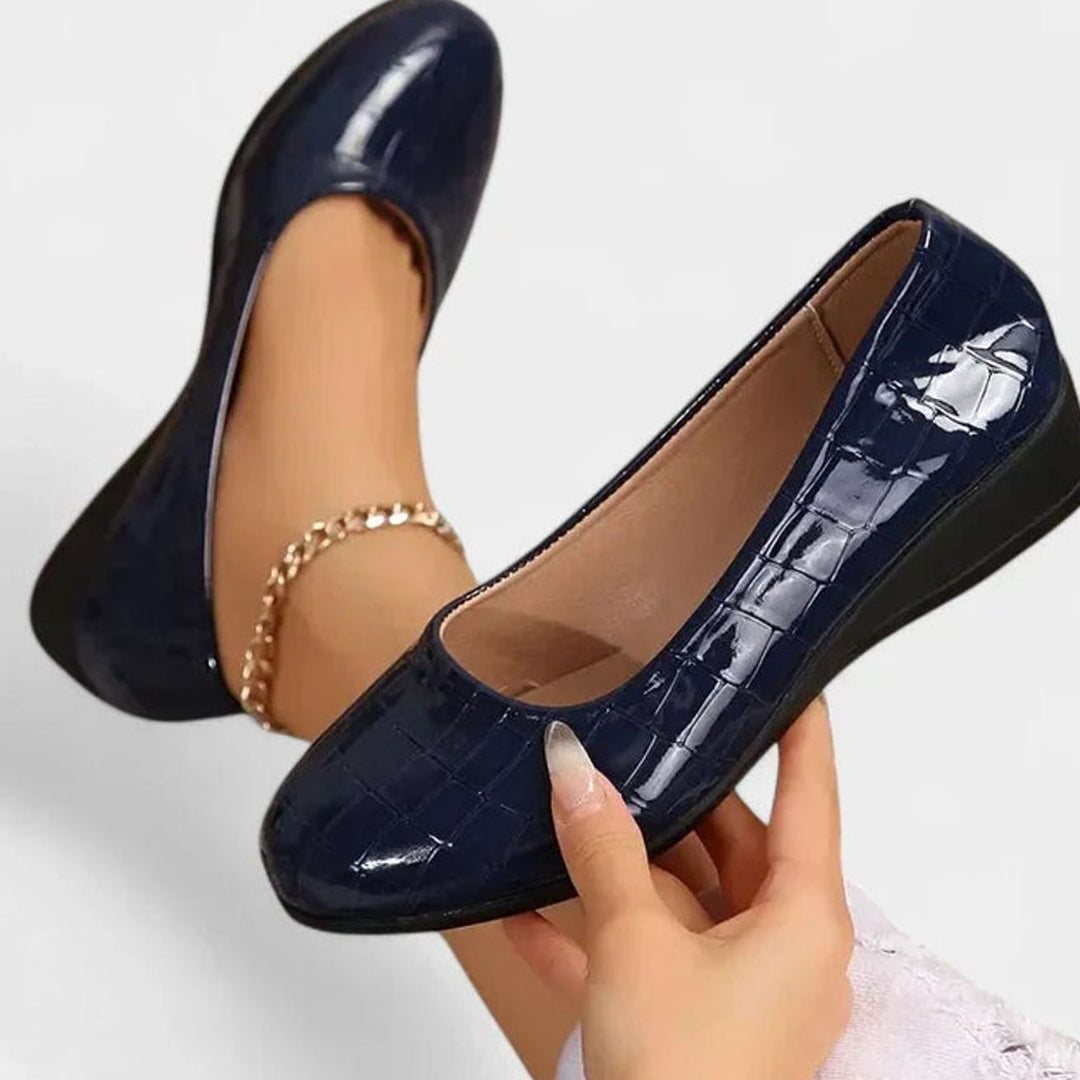 Women's Orthopedic Memory-Foam Wedge Slip-On Loafers - Navy Blue