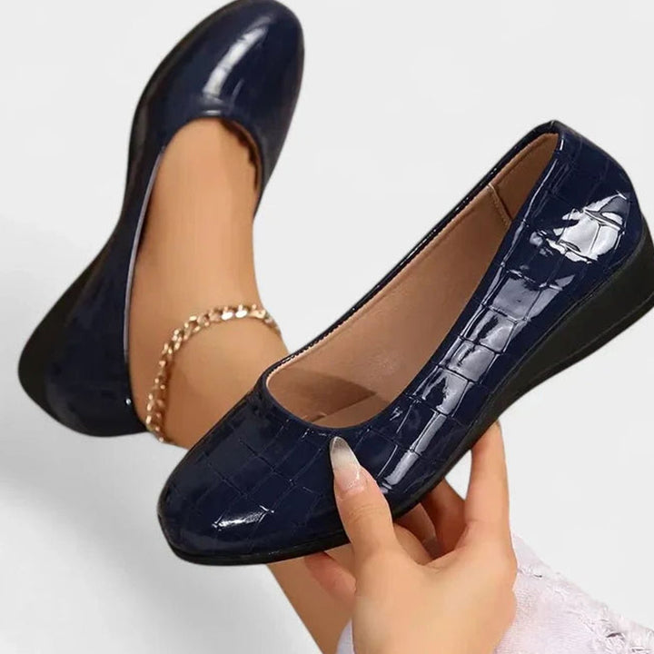 Women's Orthopedic Memory-Foam Wedge Slip-On Loafers - Navy Blue