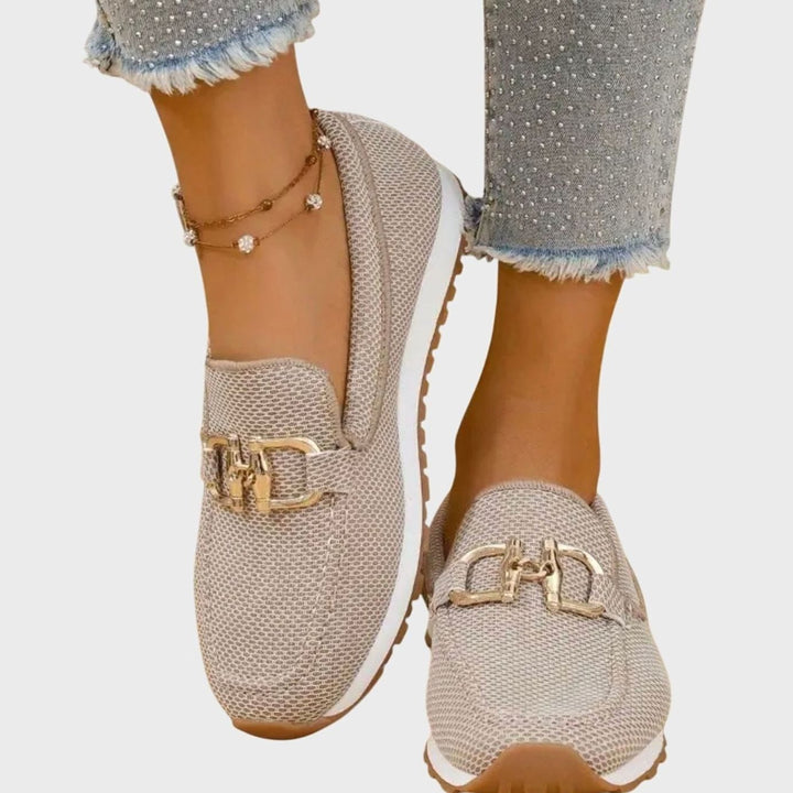 Women's Orthopedic Mesh Slip-On Horsebit Loafers - Beige