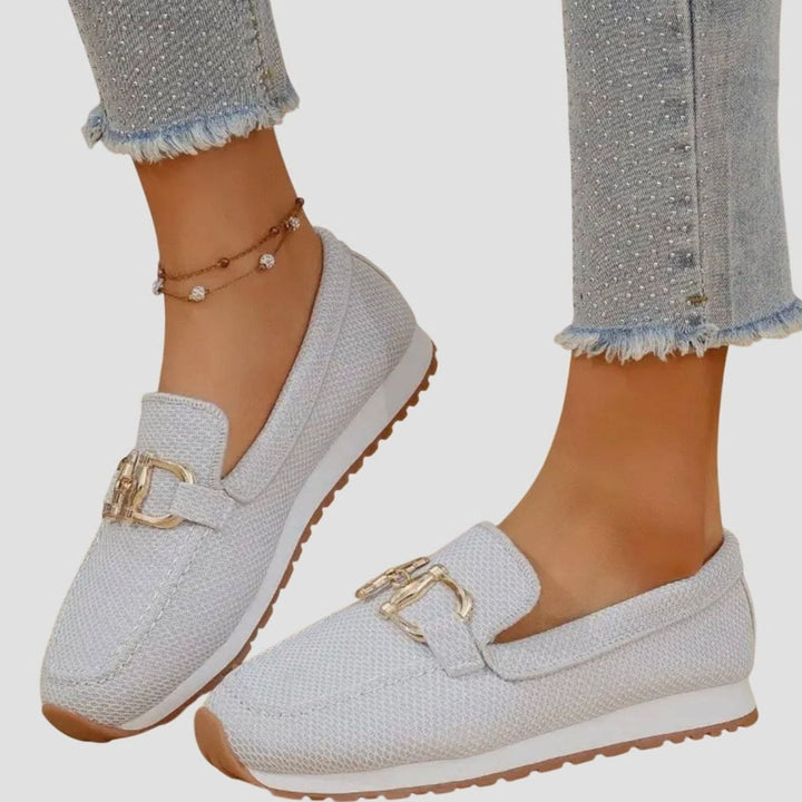 Women's Orthopedic Mesh Slip-On Horsebit Loafers - White