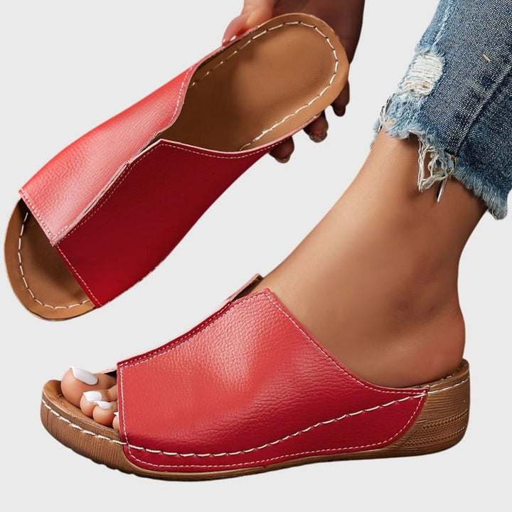 Women's Orthopedic Open-Toe Sandals Wedge Slide - Red
