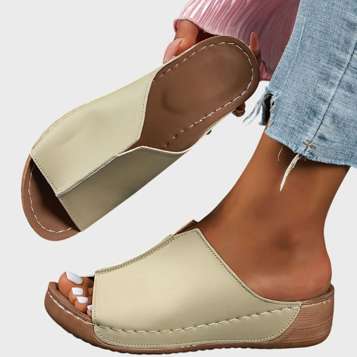 Women's Orthopedic Open-Toe Sandals Wedge Slide - Khaki