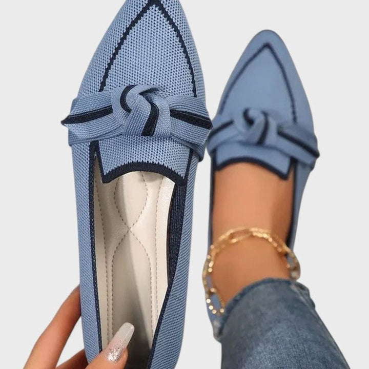Women's Orthopedic Pointed-Toe Knot-Detail Slip-On Loafers - Light Blue