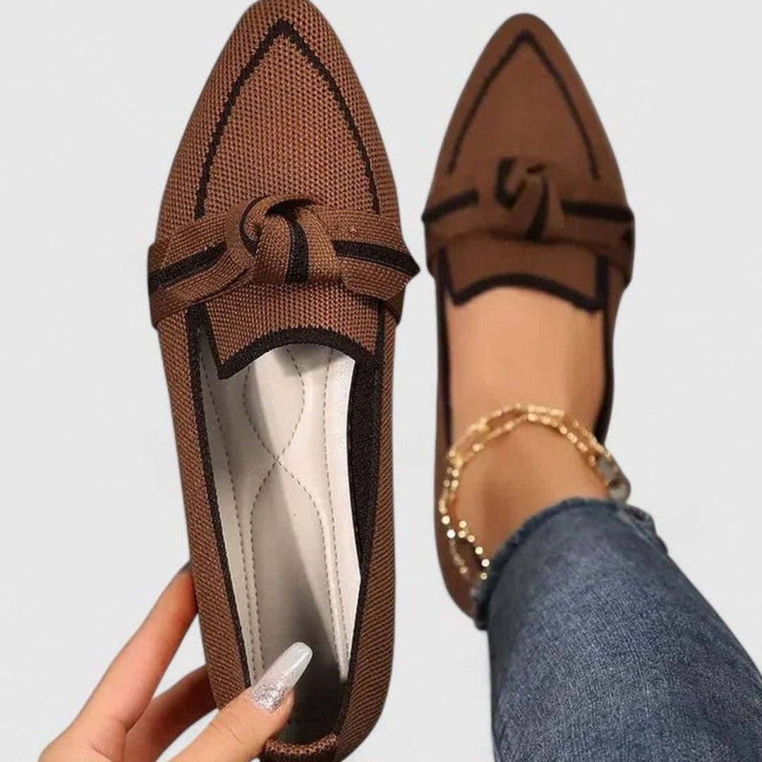 Women's Orthopedic Pointed-Toe Knot-Detail Slip-On Loafers - Khaki