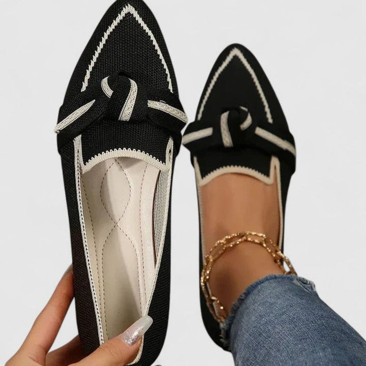 Women's Orthopedic Pointed-Toe Knot-Detail Slip-On Loafers - Black