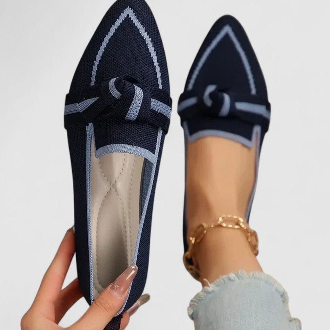 Women's Orthopedic Pointed-Toe Knot-Detail Slip-On Loafers - Dark Blue