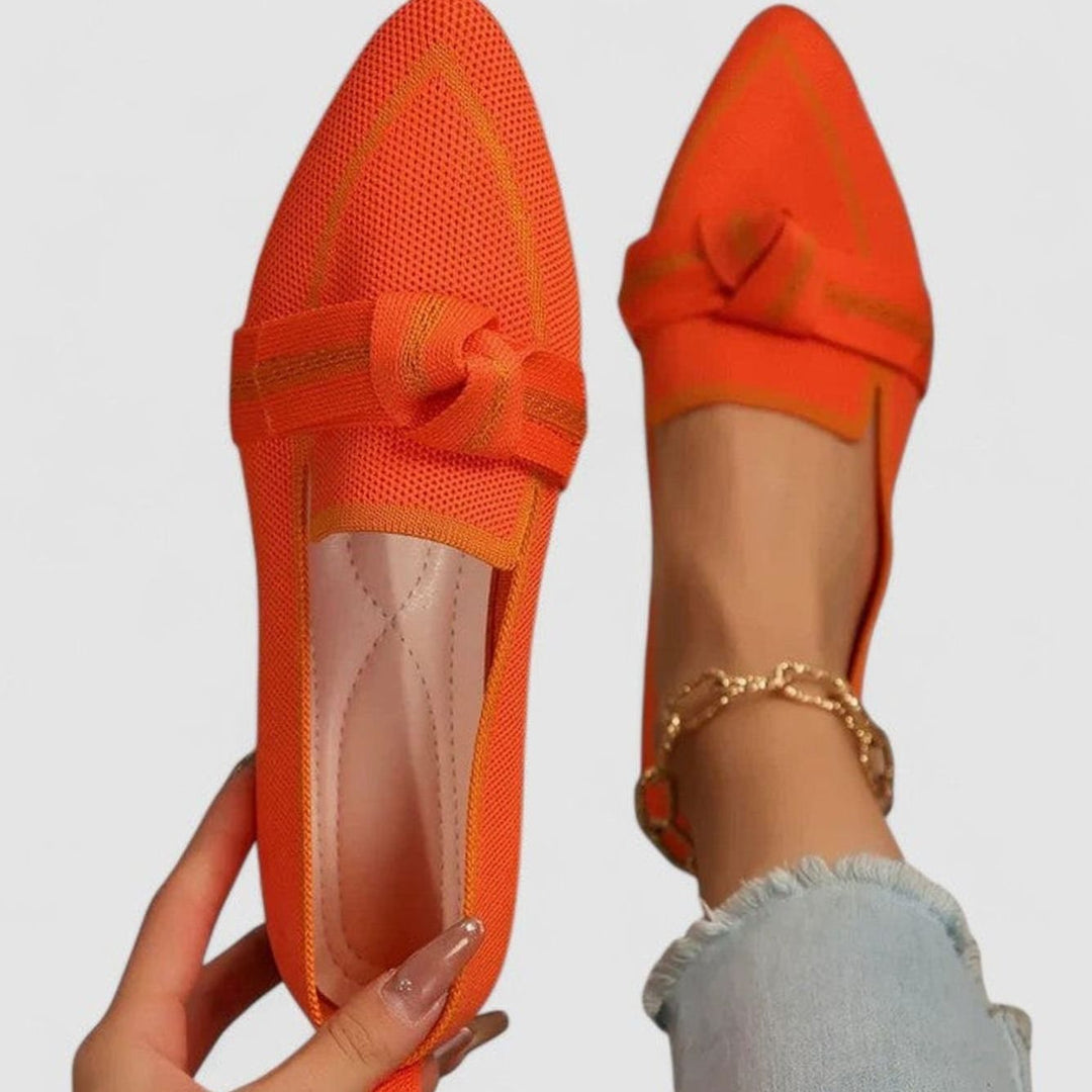 Women's Orthopedic Pointed-Toe Knot-Detail Slip-On Loafers - Orange