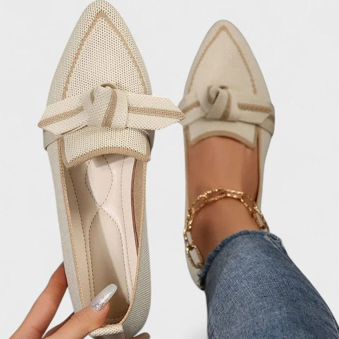 Women's Orthopedic Pointed-Toe Knot-Detail Slip-On Loafers - Beige
