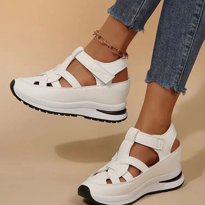 Women's Orthopedic Sandals Cutout Platform Hook-and-Loop Closed-Toe