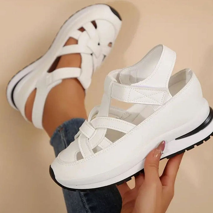 Women's Orthopedic Sandals Cutout Platform Hook-and-Loop Closed-Toe