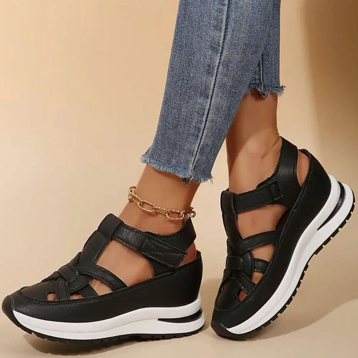 Women's Orthopedic Sandals Cutout Platform Hook-and-Loop Closed-Toe