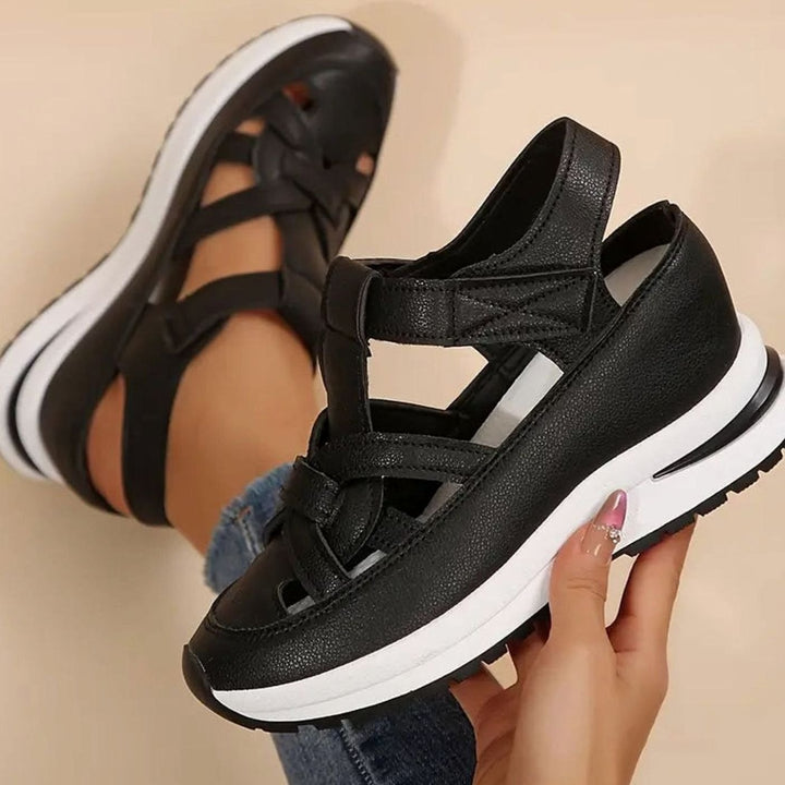Women's Orthopedic Sandals Cutout Platform Hook-and-Loop Closed-Toe