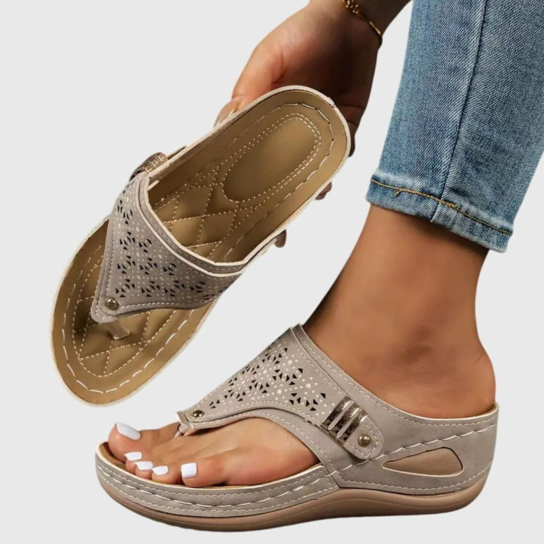 Women's Orthopedic Sandals Slip-On Wedge Toe-Loop Arch Support