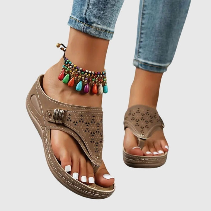 Women's Orthopedic Sandals Slip-On Wedge Toe-Loop Arch Support