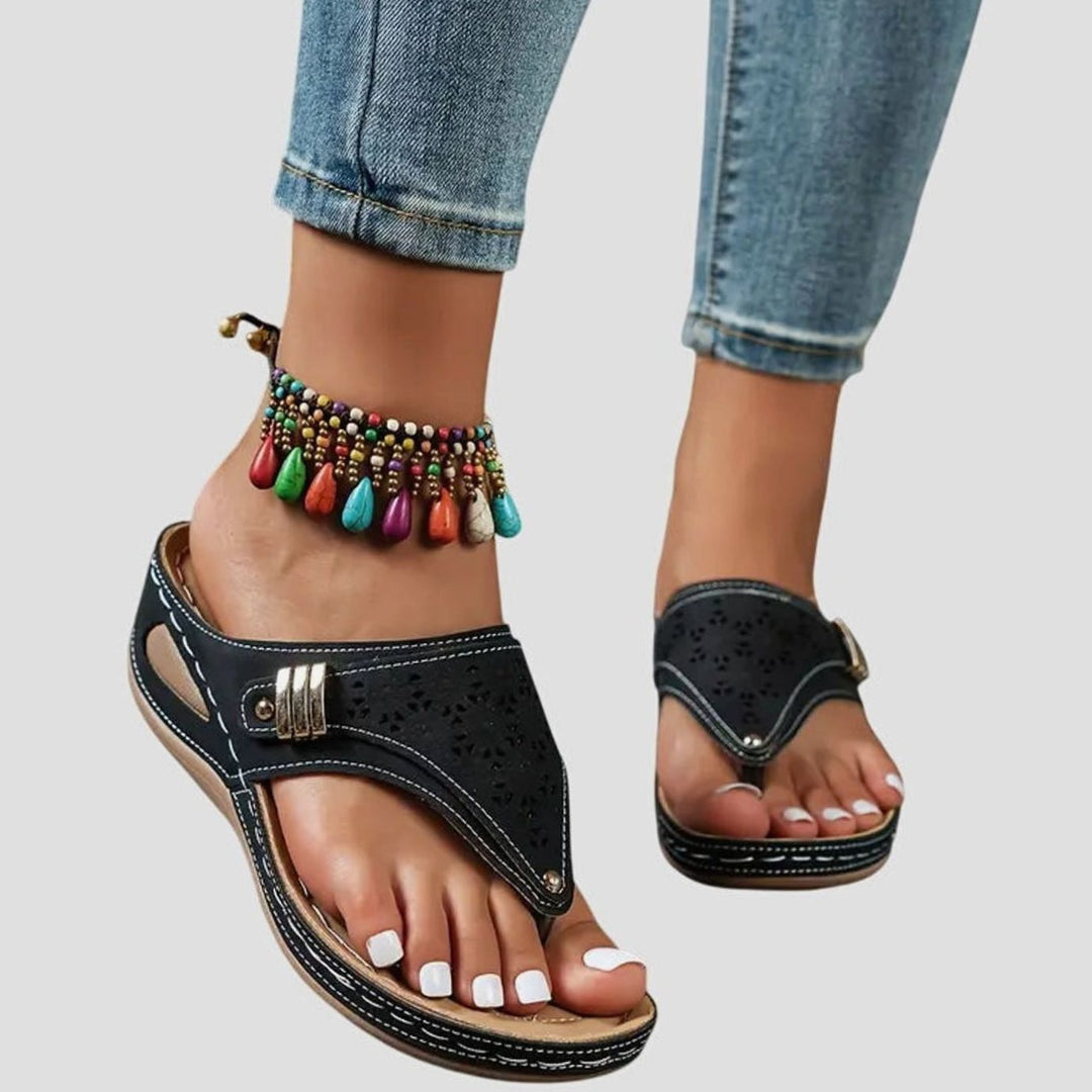 Women's Orthopedic Sandals Slip-On Wedge Toe-Loop Arch Support