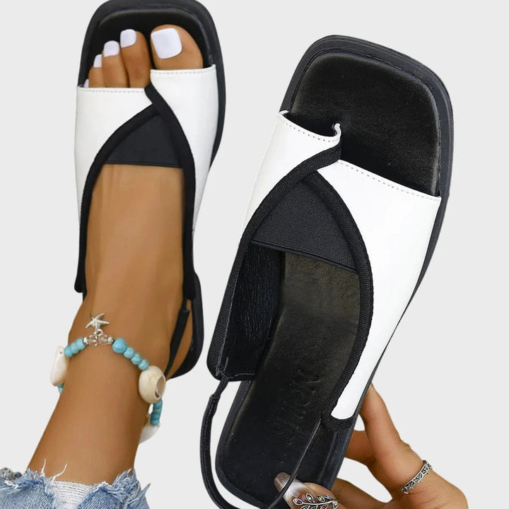 Women's Orthopedic Sandals Square-Toe Flat Slip-On Slingback - White
