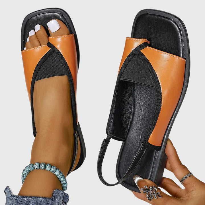 Women's Orthopedic Sandals Square-Toe Flat Slip-On Slingback - Orange